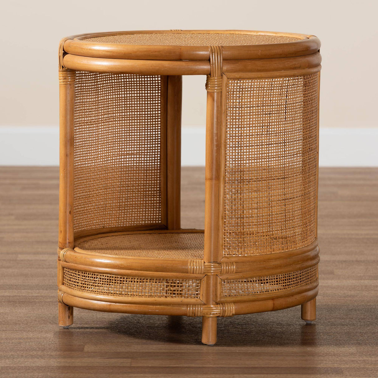 Louis Modern Wicker Fair Natural Brown Rattan End Table
