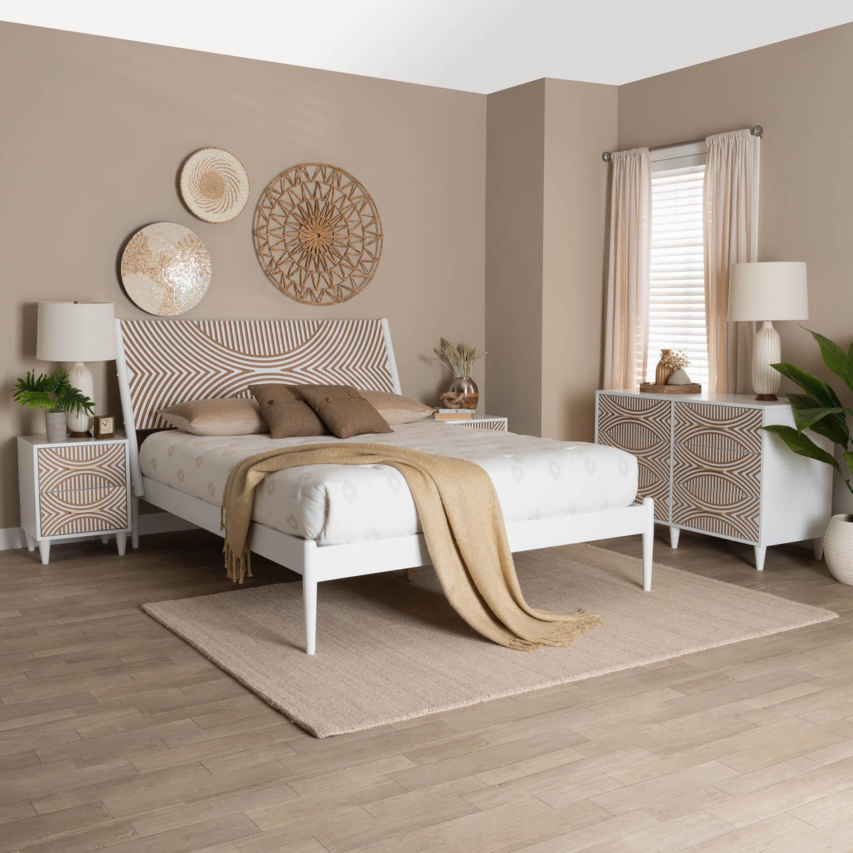 Congo 4 Pc Tropical Style Wood Bedroom Set