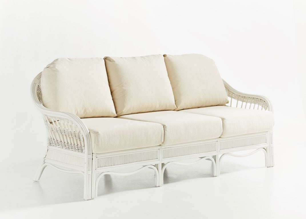 Bermuda Indoor Wicker Whitewash Queen Sleeper Sofa by South Sea Rattan Model 1416