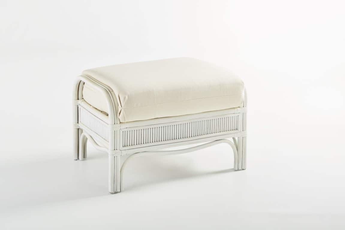 Sandy Key Indoor Whitewash Rattan Ottoman by Wicker Fair