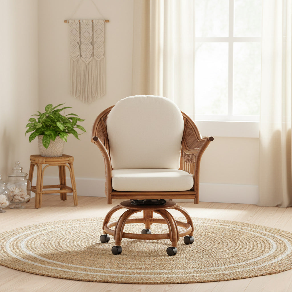 Bermuda Pecan Dining Swivel-Tilt Caster Chair by South Sea Rattan Model 1423