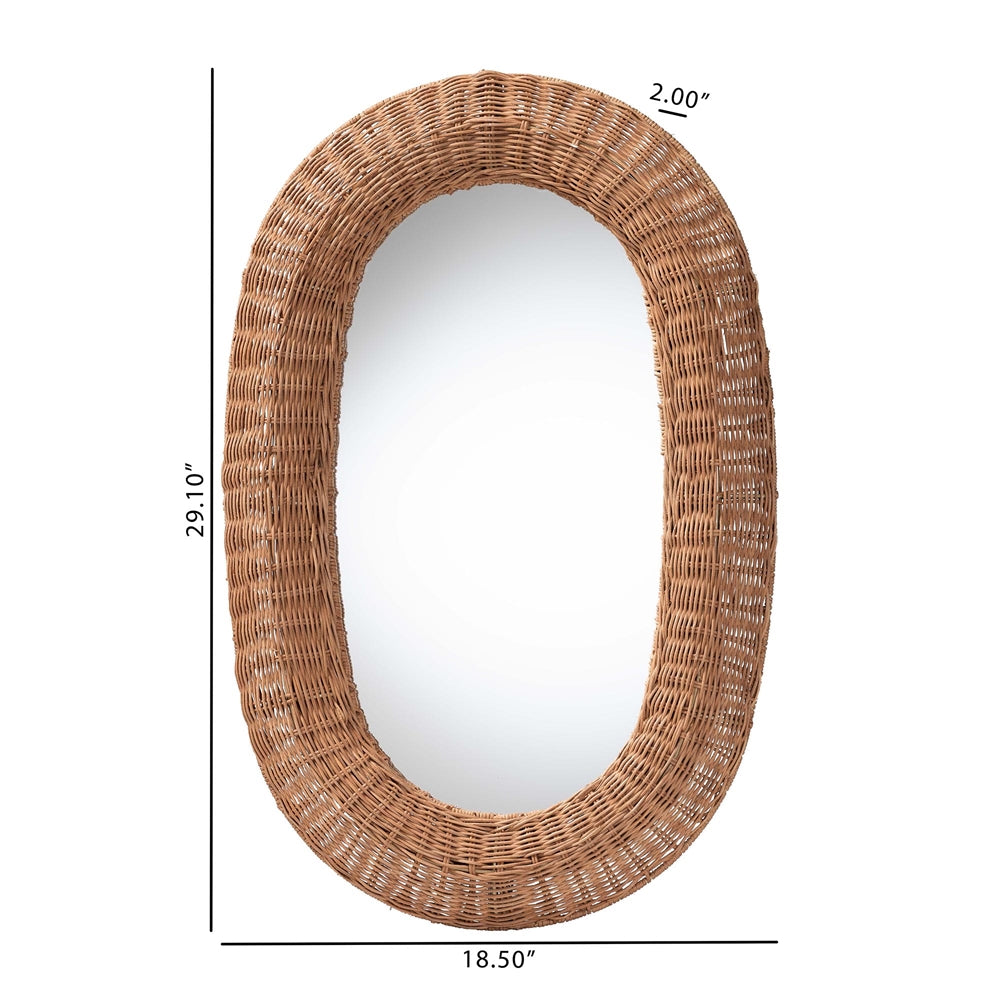 Brisia Oval Rattan Wall Mirror - Handwoven Wicker Framed Mirror by Wicker Fair