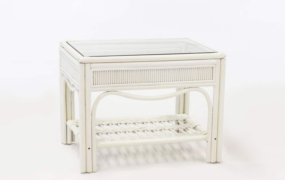 Bermuda Indoor Wicker Whitewash Stain End Table by South Sea Rattan Model 1443