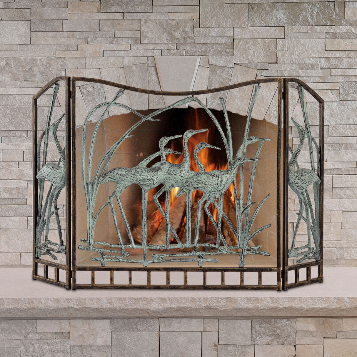 Flock of Cranes Fireplace Screen