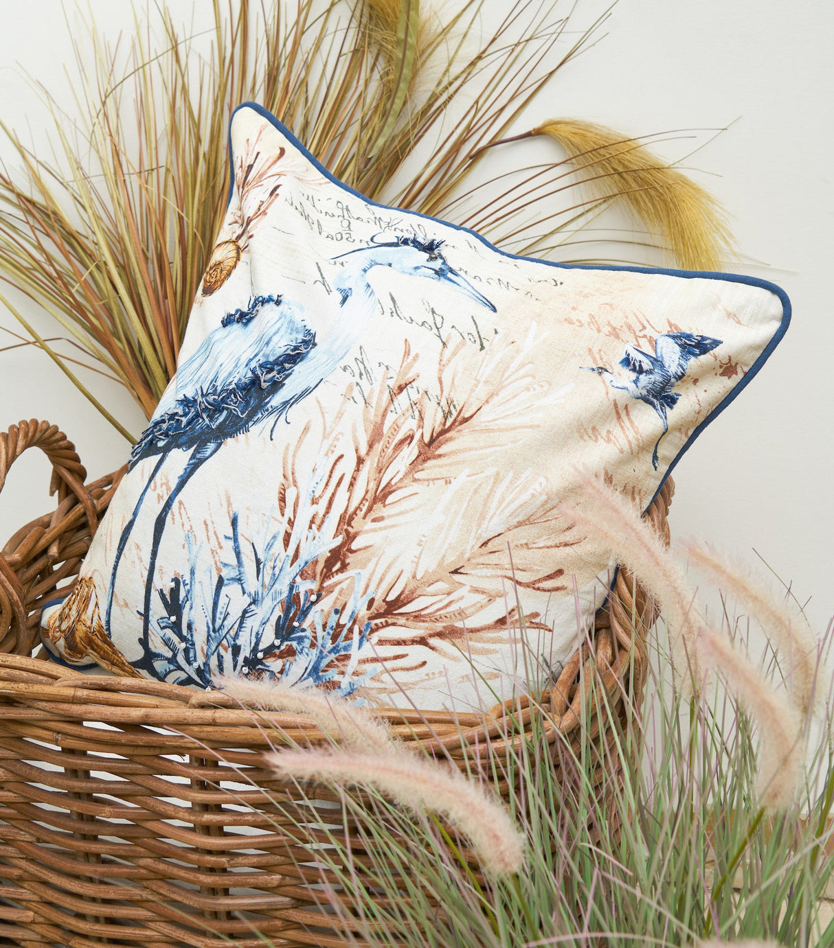 Castaway Island Heron Throw Pillow