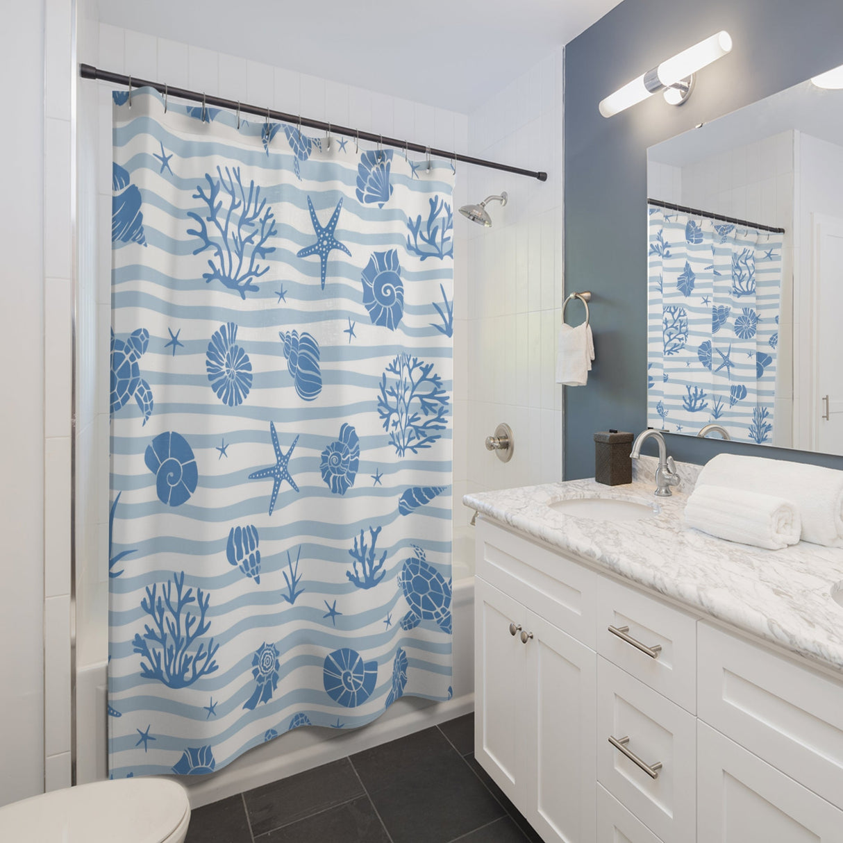 Coastal Sea Life Shower Curtain