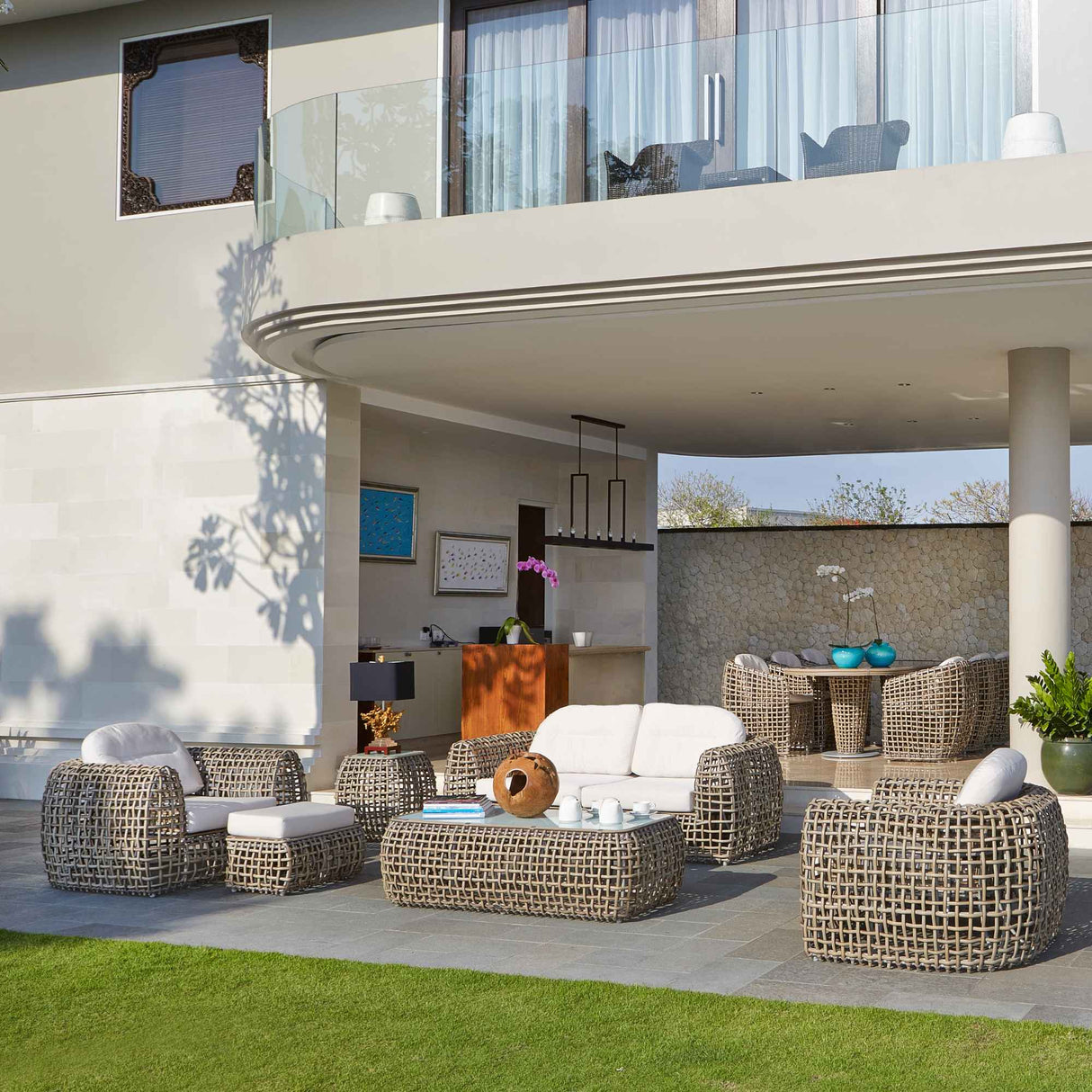 Dynasty Outdoor 5-Piece Seating Set with Sunbrella Cushion Model 22383-KMNP-5PC-CUSH by Skyline Design