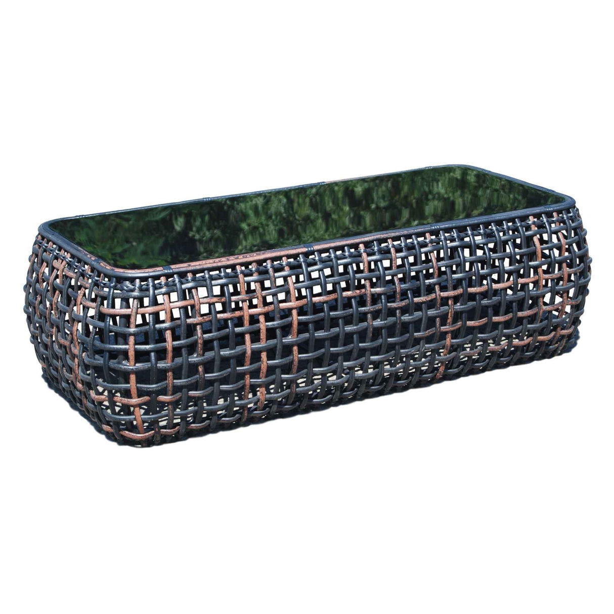 Dynasty Outdoor Coffee Table with Glass Model 22384-BMNP-GL by Skyline Design