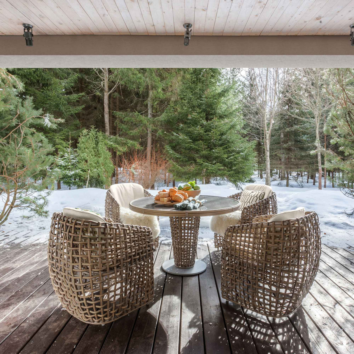 Dynasty Outdoor 5-Piece Dining Set with Sunbrella Cushion Model 22461-KMNP-5PC-CUSH by Skyline Design