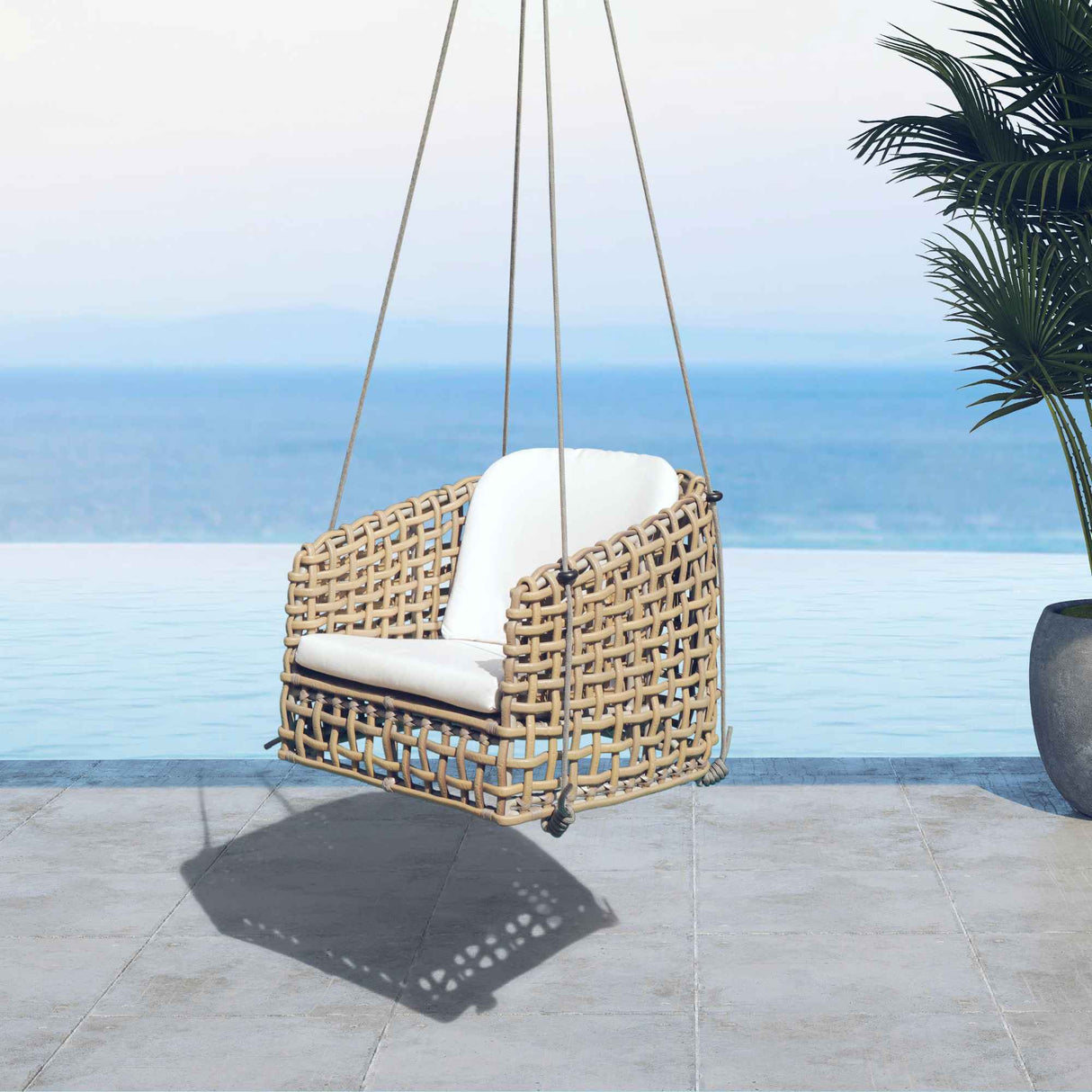 Dynasty Outdoor Hanging Dining Armchair with Sunbrella Cushion Model 22462-HC-KMNP-CUSH by Skyline Design