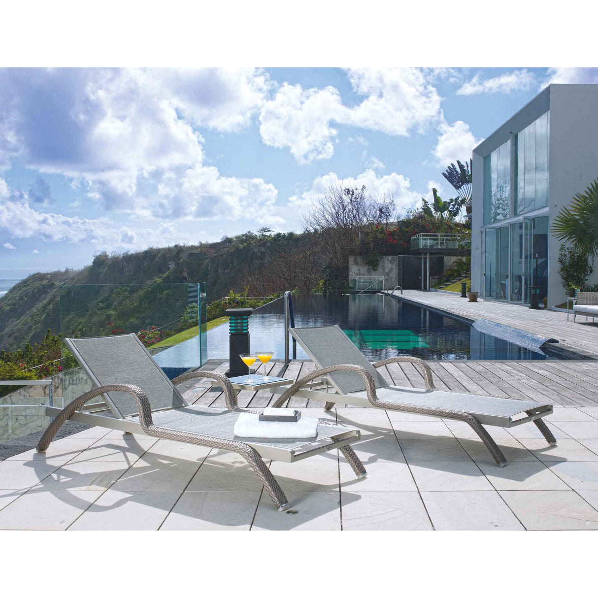 North Outdoor Set of 2 Chaise Loungers Model 22853-STFF-SET2 by Skyline Design
