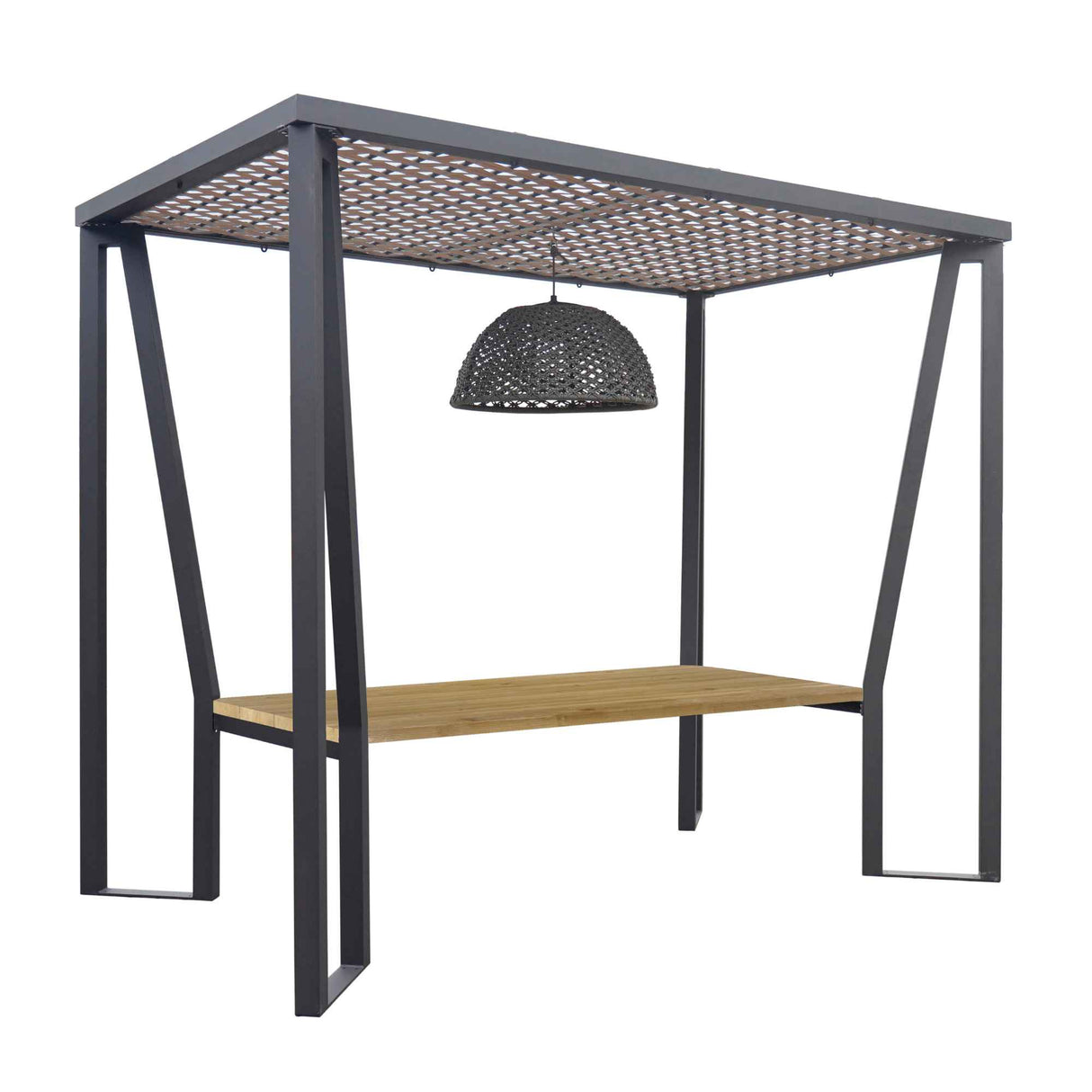 Horizon Outdoor 10FT Pergola w/Teak Table & Lamp Model 23559-TEAK by Skyline Design