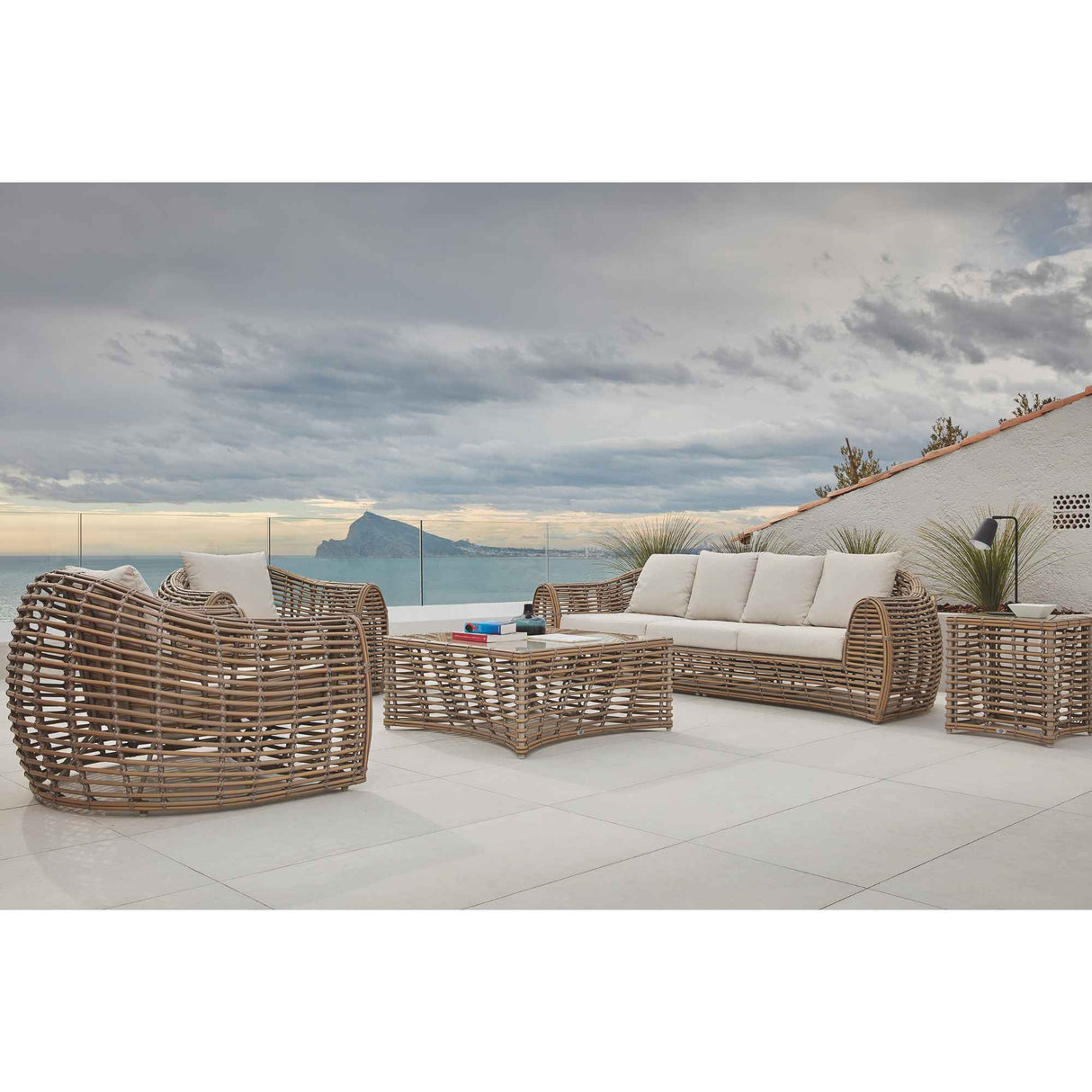 Ruby Outdoor 5-Piece Seating Set with Sunbrella Cushions Model 23663-KMNP-5PC-CUSH by Skyline Design