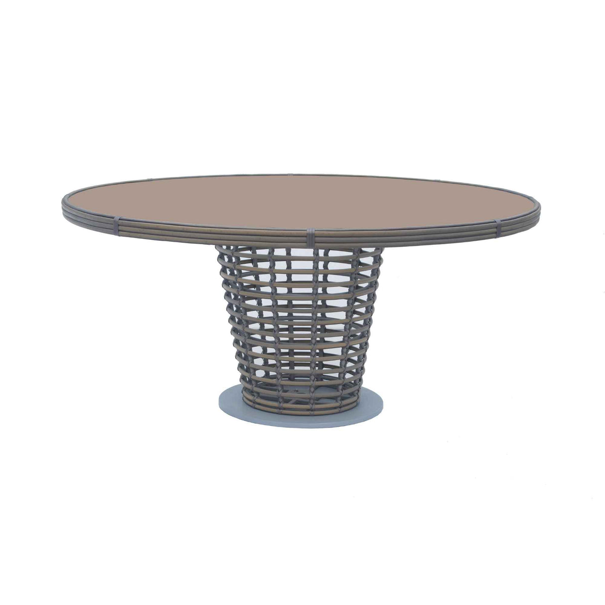 Ruby Outdoor Round Dining Table with Glass Model 23672-KMNP-GL by Skyline Design