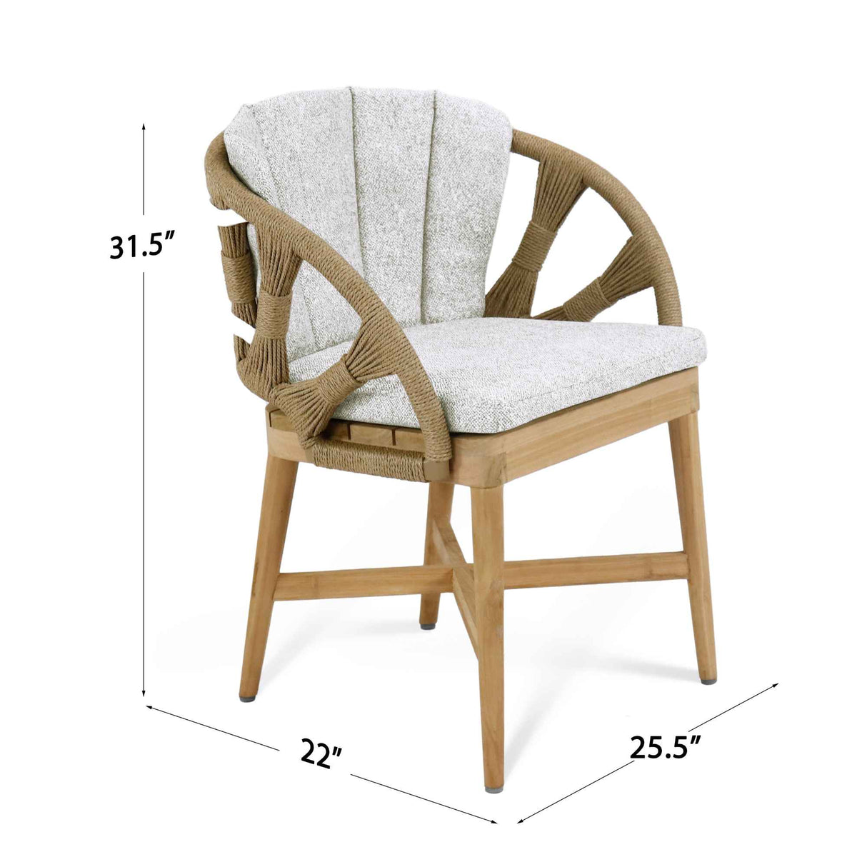 Krabi Outdoor 7-Piece Rectangular Dining Set with Sunbrella Cushions Model 24102-TEAK-KA-7PC by Skyline Design