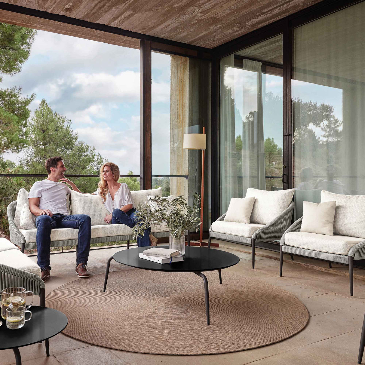 Rodona Outdoor 4-Piece Seating Set with Sunbrella Cushions Model 24171-BPR-4PC by Skyline Design