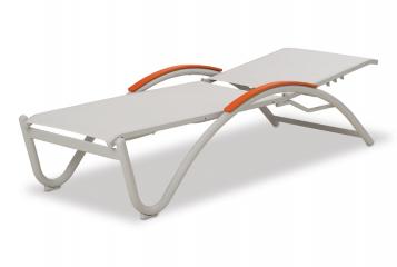Helios Outdoor Contract Sling Four-Position Lay-flat Stacking Chaise by Telescope Casual Model 2458-70C0