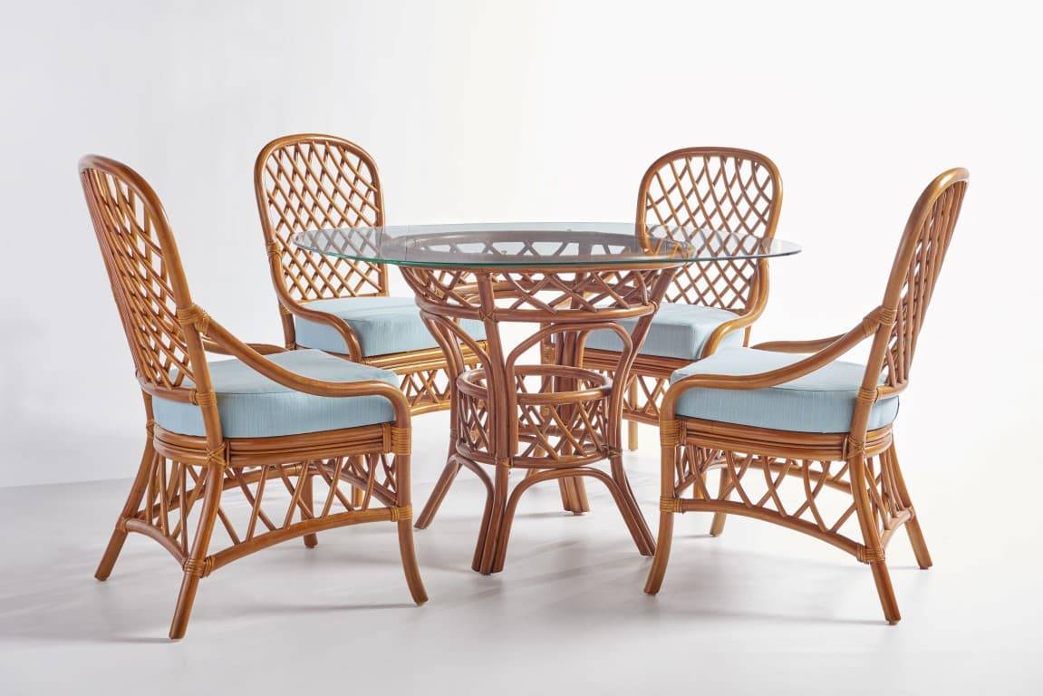 Antigua Round Dining Table and Glass Model 3117-42 from South Sea Rattan