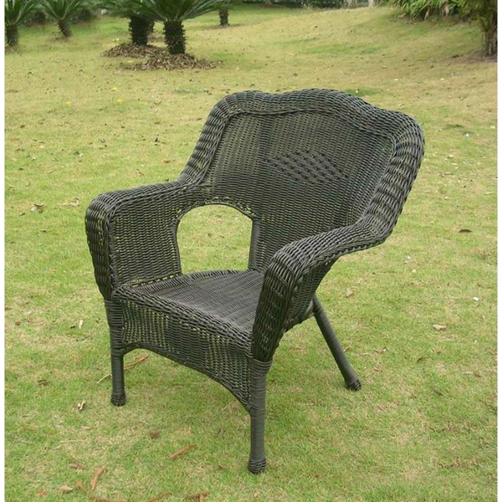 All Weather Set of 2 Camelback Wicker (Set of 2) Arm Chairs 3180-2CH