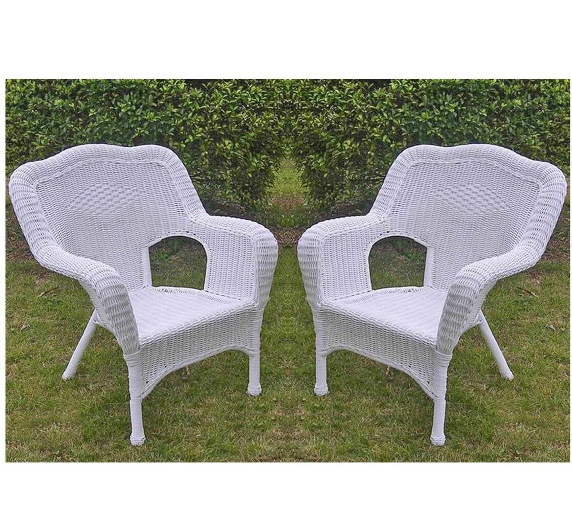 All Weather Set of 2 Camelback Wicker (Set of 2) Arm Chairs 3180-2CH