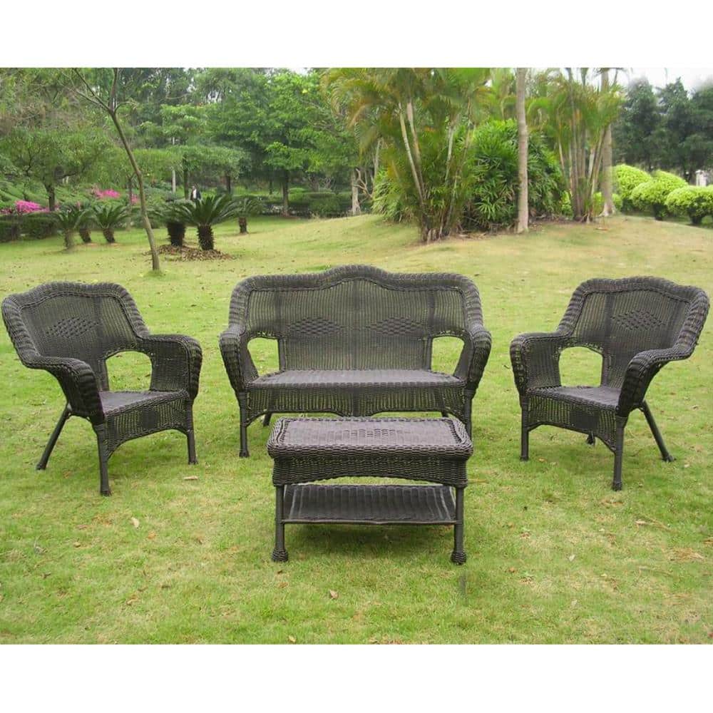Maui Outdoor Camelback Resin Wicker/ Steel Settee Set (Set of 4) Model 3180