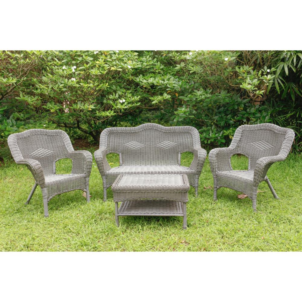 Maui Outdoor Camelback Resin Wicker/ Steel Settee Set (Set of 4) Model 3180