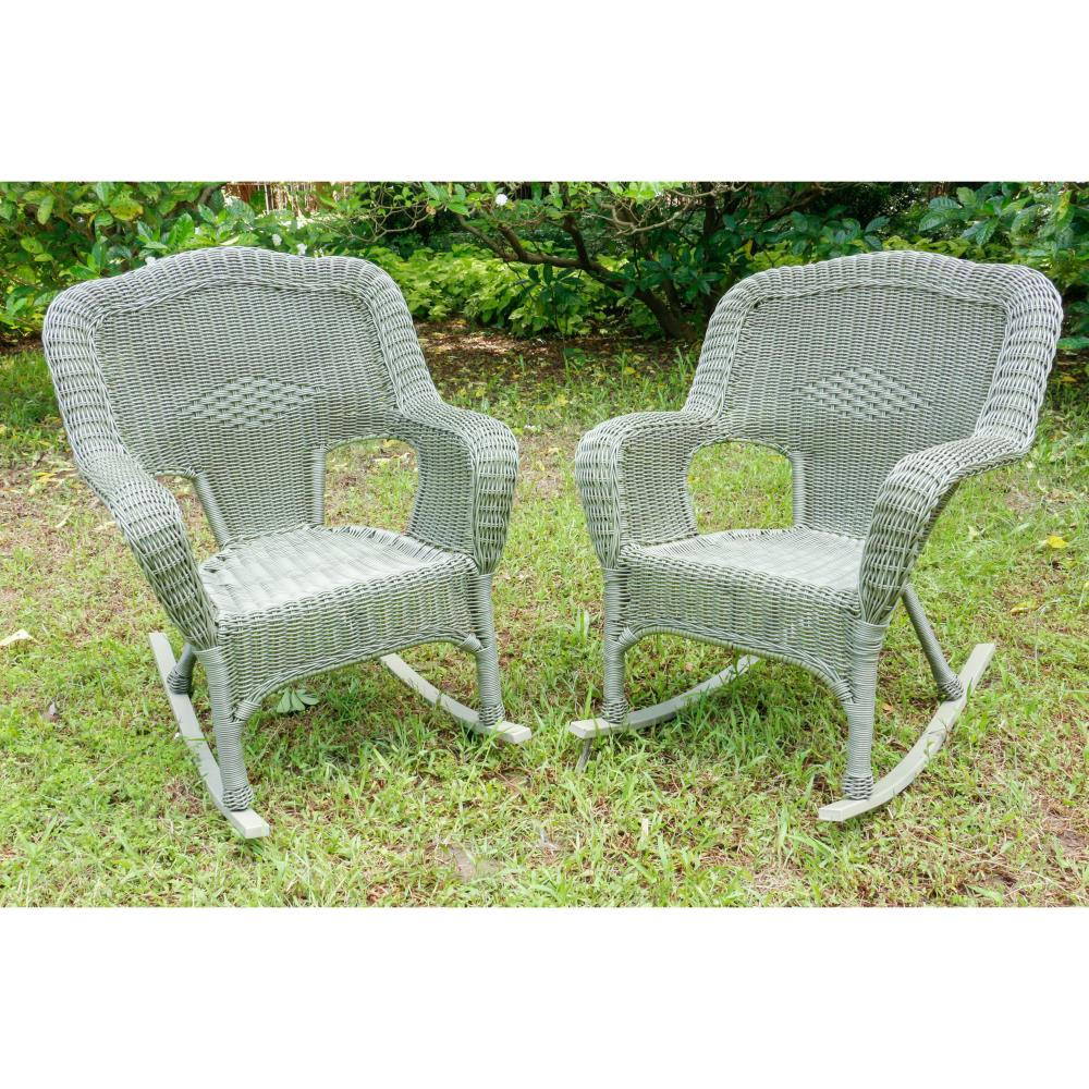 All Weather Set of 2 Camelback Wicker (Set of 2) Rocking Chairs 3182-2CH