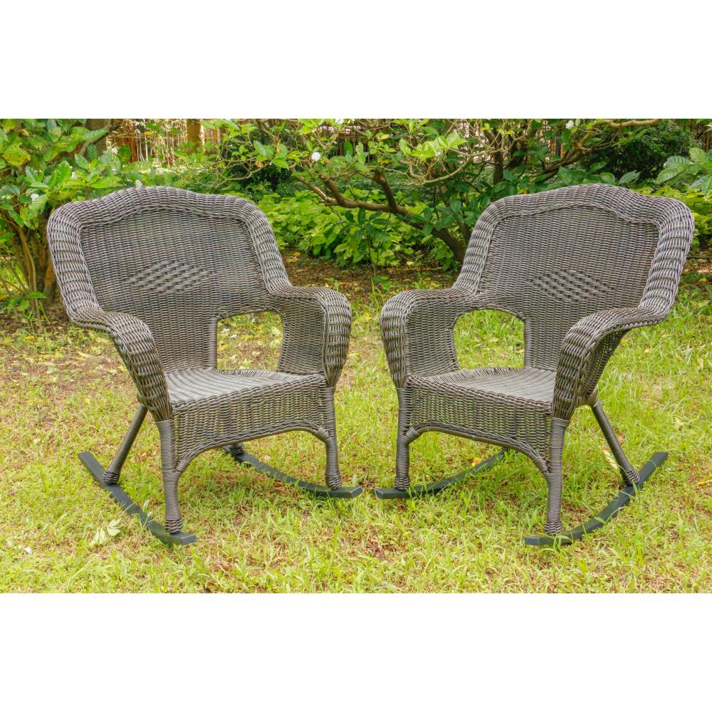 All Weather Set of 2 Camelback Wicker (Set of 2) Rocking Chairs 3182-2CH