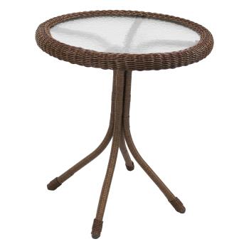 Maui Outdoor Resin Wicker/ Steel Bistro Table with Glass Top Model 3186-TBL
