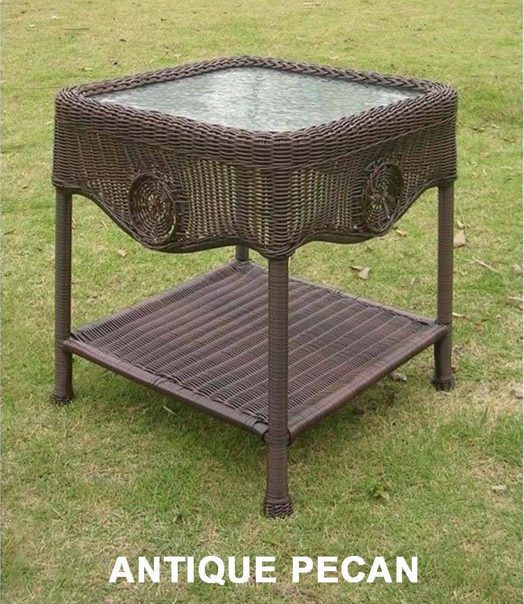 Riviera Outdoor Resin Wicker-Aluminum Patio Side Table Model 3196