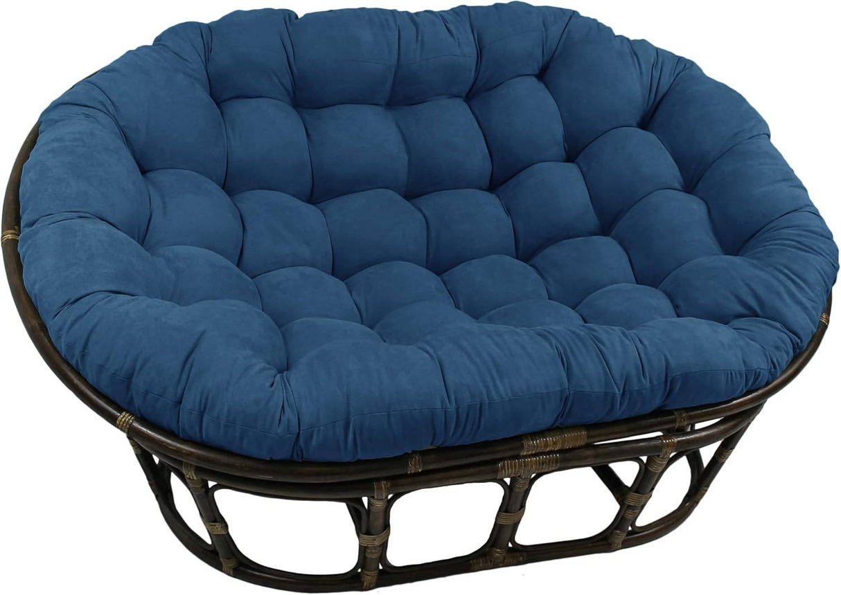 Bali Rattan Mamasan Double Papasan Chair with Microsuede Plush Cushions