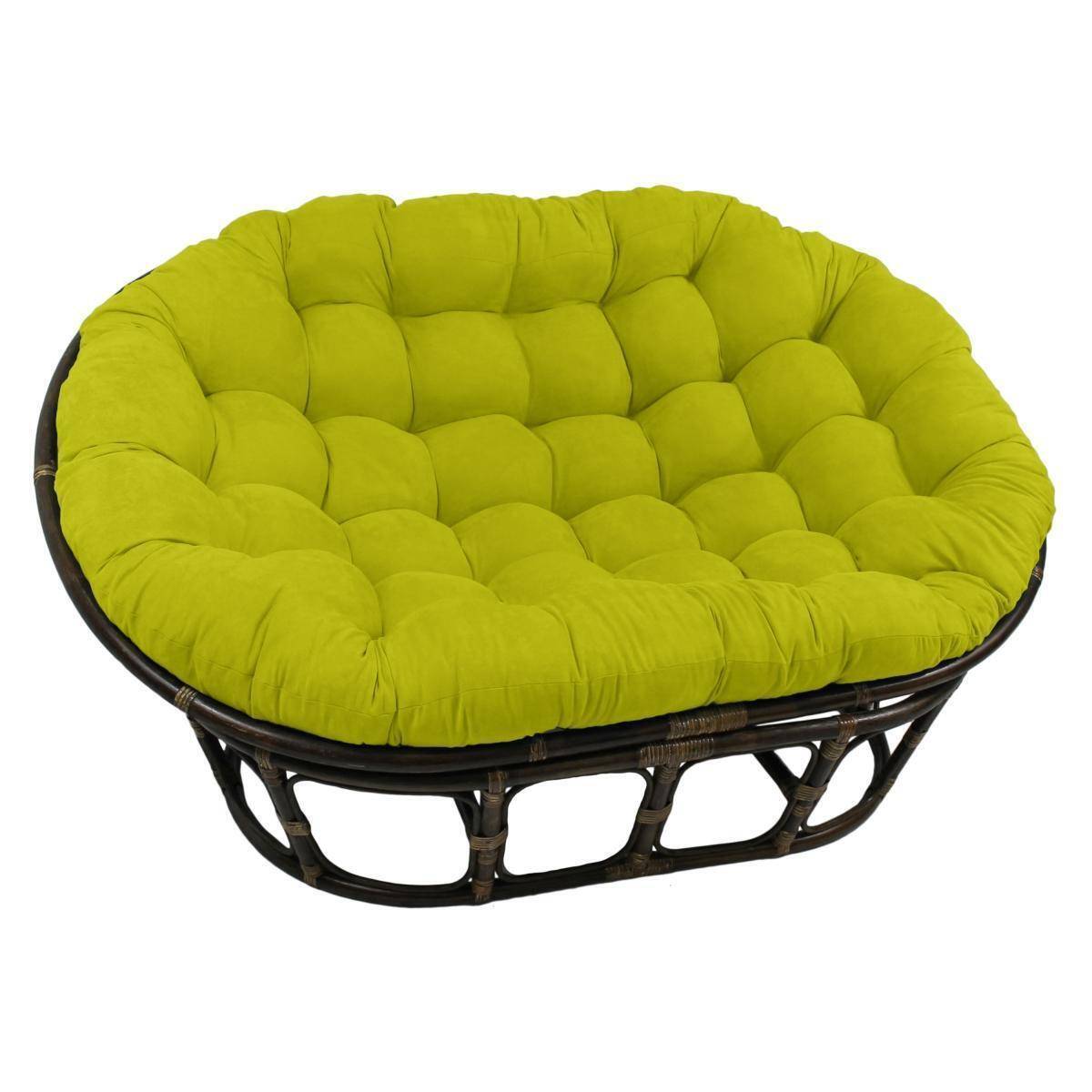 Bali Rattan Mamasan Double Papasan Chair with Microsuede Plush Cushions