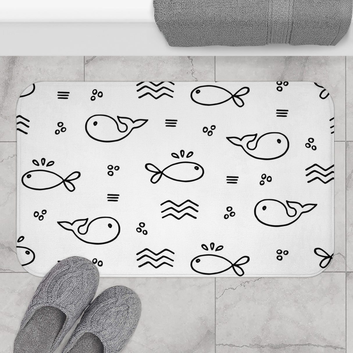 Pearl Whale Bath Mat