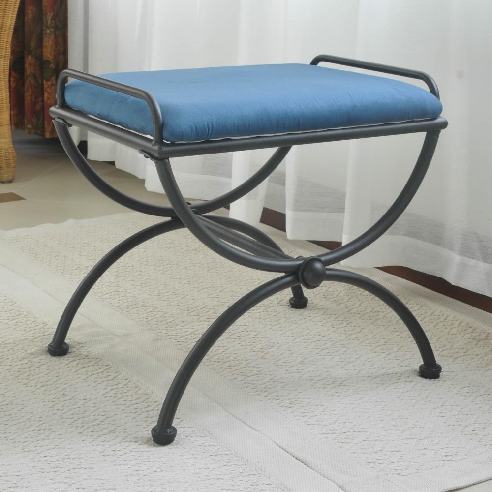 Iron Vanity Stool with Microsuede Cushion by International Caravan Model 3407-MS