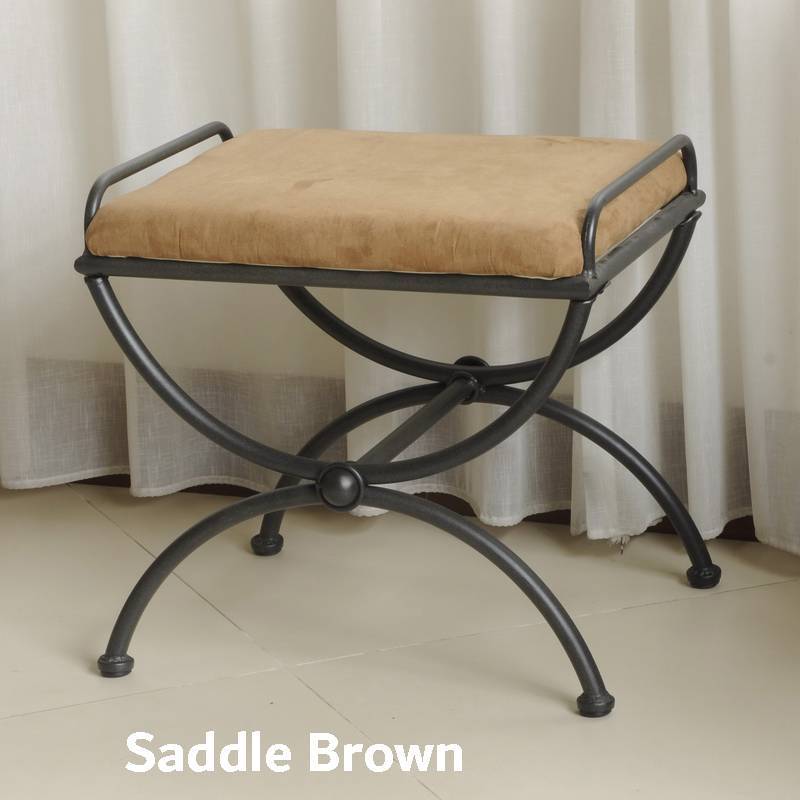 Iron Vanity Stool with Microsuede Cushion by International Caravan Model 3407-MS