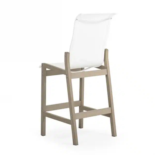 Rodeo Beach Outdoor PoliSoul™ Sling Counter Chair in Weathered Teak Model 5244WTK5230RNAT