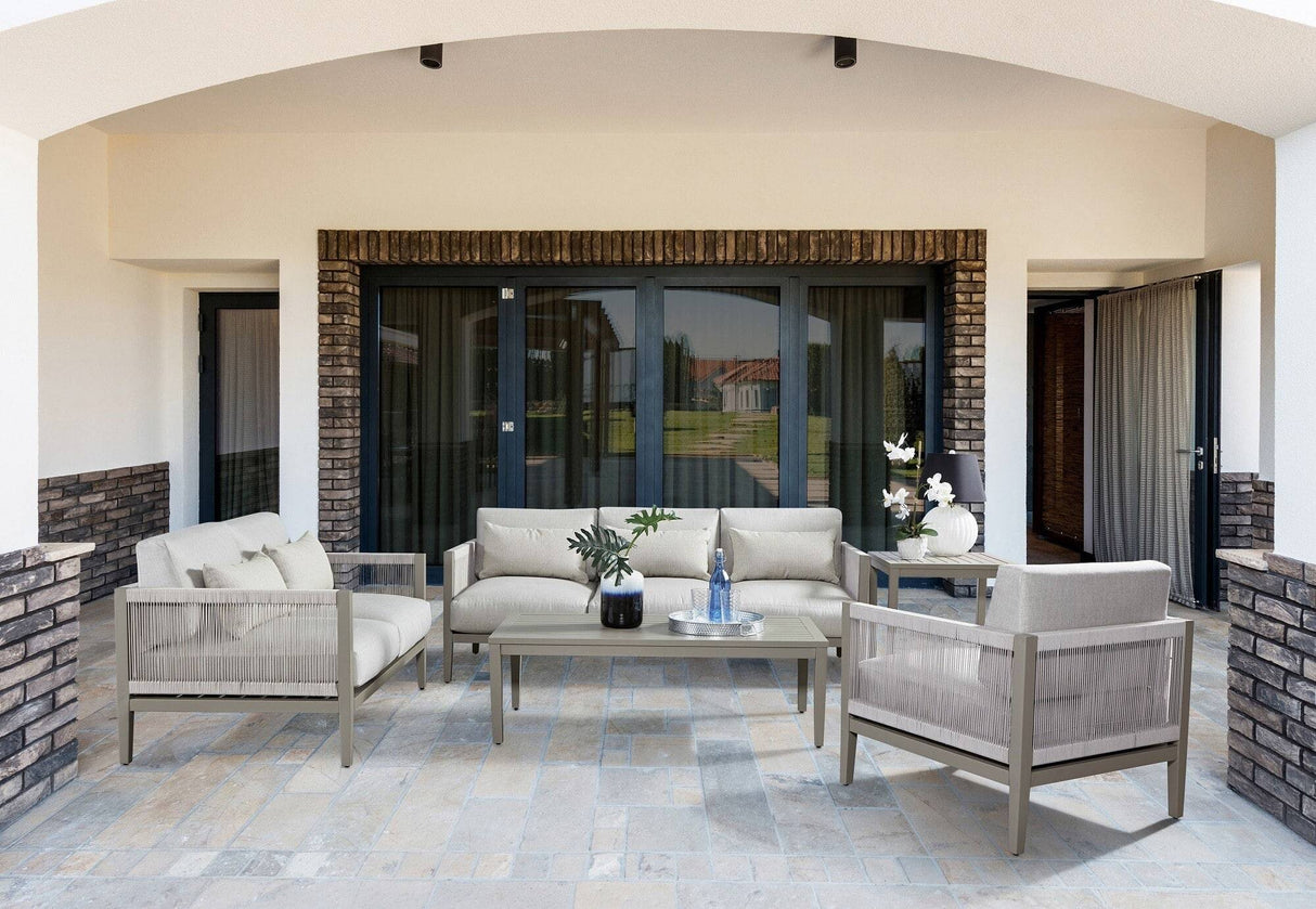 Nicole Outdoor Powder Coated Aluminum and Marine Rope Style Coffee Table 72544 by South Sea Rattan