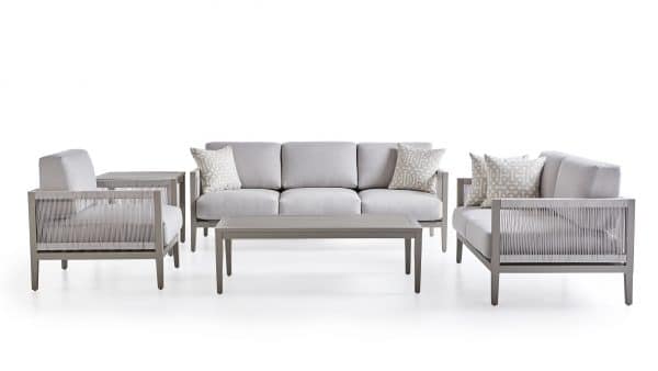 Nicole Outdoor Powder Coated Aluminum and Marine Rope Style Ottoman 72506 with Choice of Cushions Made in the USA