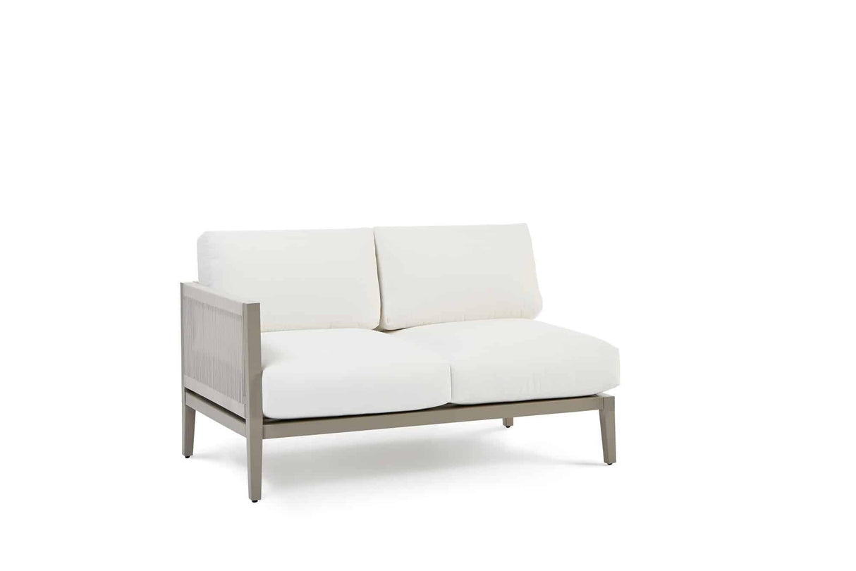 Nicole Outdoor Powder Coated Aluminum and Marine Rope Style Sectional 1-Arm Loveseat 72572 by with Choice of Cushions Made in the USA