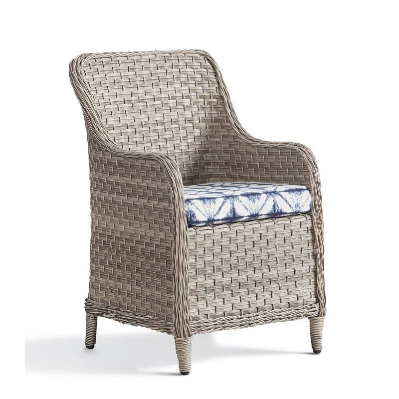 Mayfair Outdoor Dining Arm Chair by South Sea Rattan Model 77821 with Cushions Made in the USA