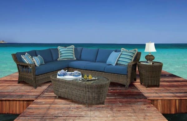 Saint John Outdoor One Arm Loveseat Right-Side Facing by South Sea Rattan Model 78572