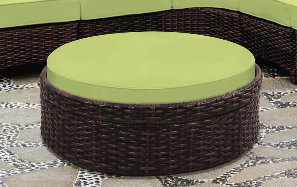 Saint Tropez (Espresso) Round Outdoor Wicker Ottoman in Espresso Stain Model 79326 By South Sea Rattan