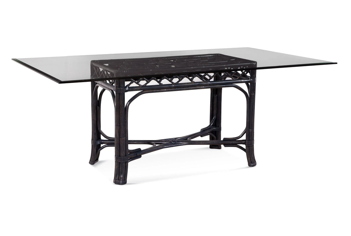Chippendale Rattan Rectangle Dining Table Glass Top 970-076 by Braxton Culler