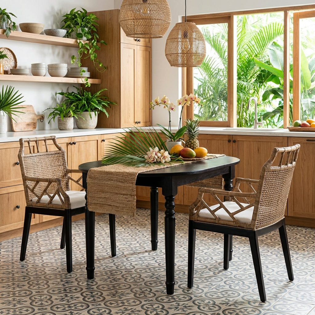 Abela Wicker and Wood (Set of 2) Dining Chairs by Wicker Fair