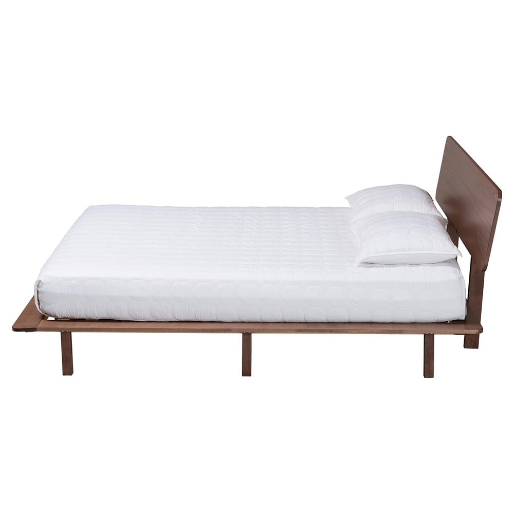 Alyssa Japandi Walnut Brown Wood Queen or King Size Platform Bed
