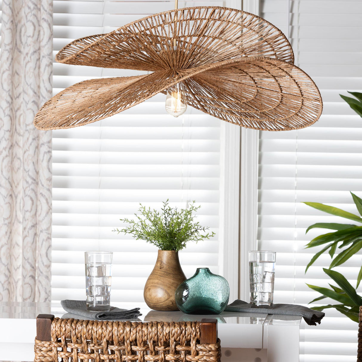 Wicker Fair Anna Tropical Ceiling Light Fixture