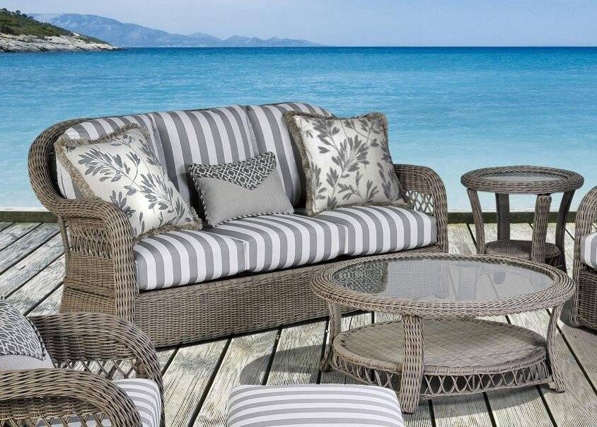 Arcadia Patio Outdoor 3 Pc Sofa and Table Set by South Sea Rattan 77303-3PC-SET