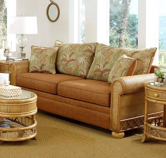 Aruba Rattan and Wicker Loveseat by Stanley Chair Model 629