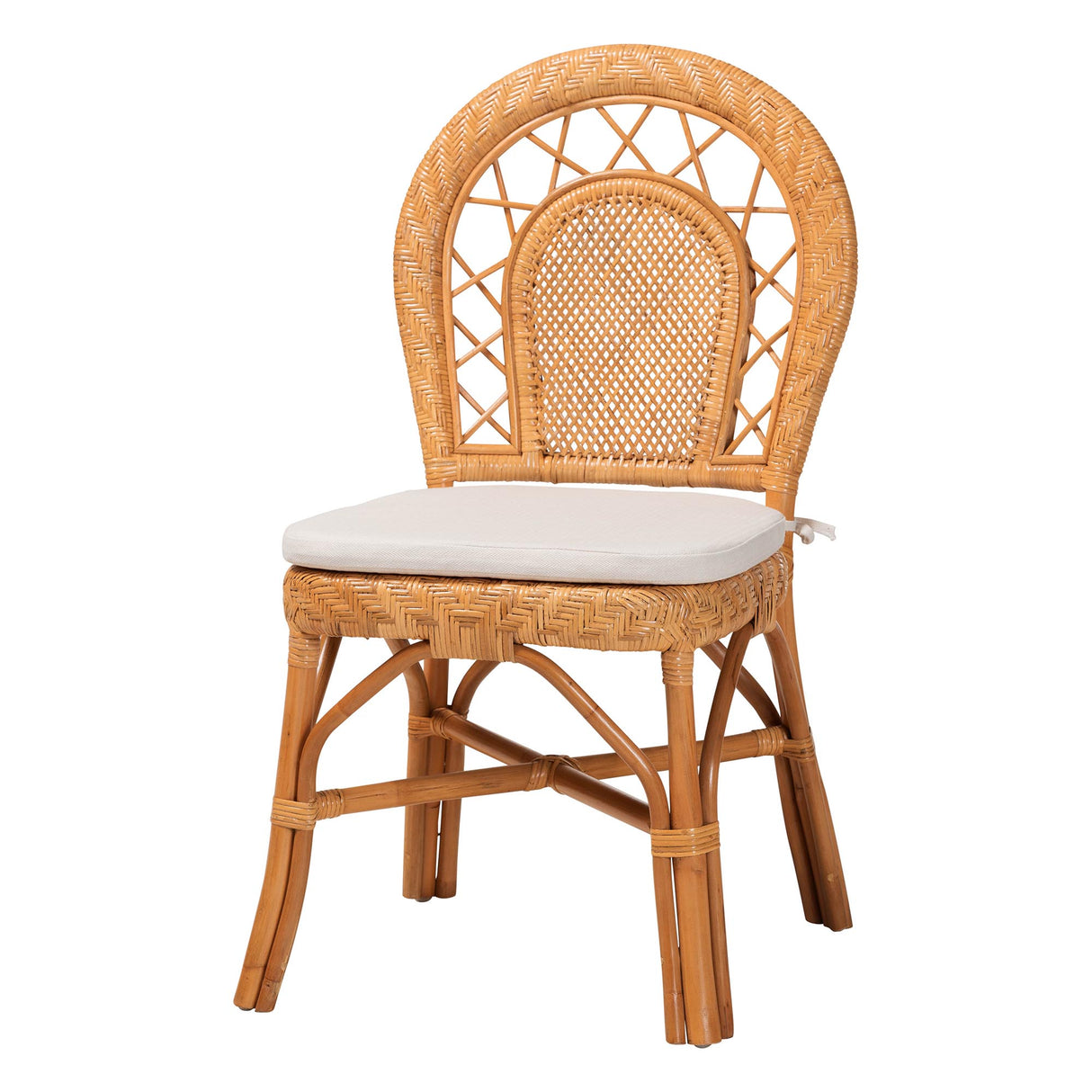 Gili Natural Rattan Dining Chair with Curved Backrest and Removable Cushion by Wicker Fair