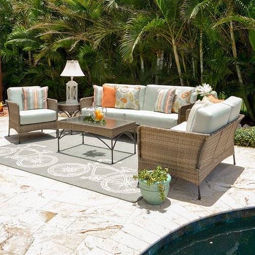 Alamo Outdoor Wicker Ottoman with Cushion Model 621808WIL